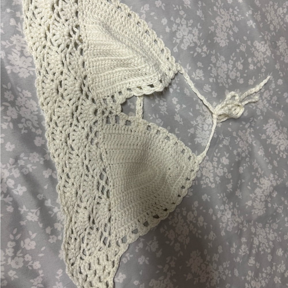 SHEIN Cream Crochet Crop Top